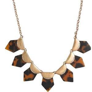 J CREW Mixed-media Stone Tortoise Necklace Gold-Tone Rhinestone - NWT